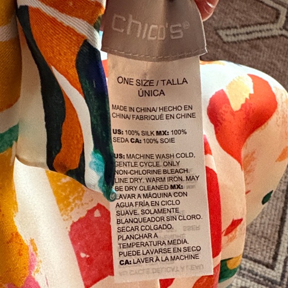Chico's Multicolor Silk Scarf - Picture 3 of 3